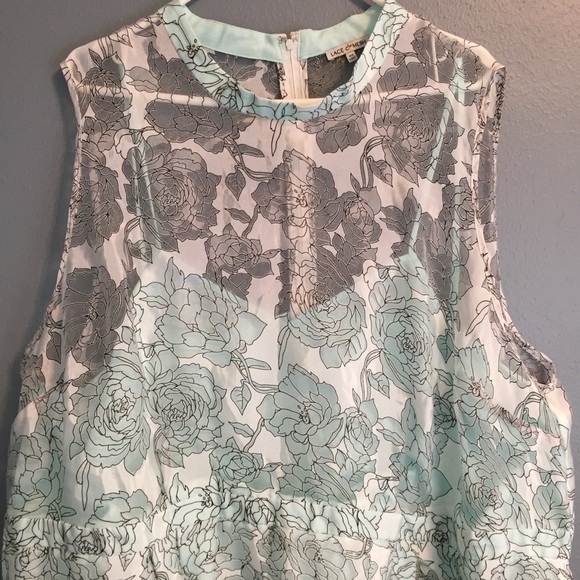 Lace & Mesh Sheer Lined Mint Floral Dress, 4XL - Picture 2 of 7